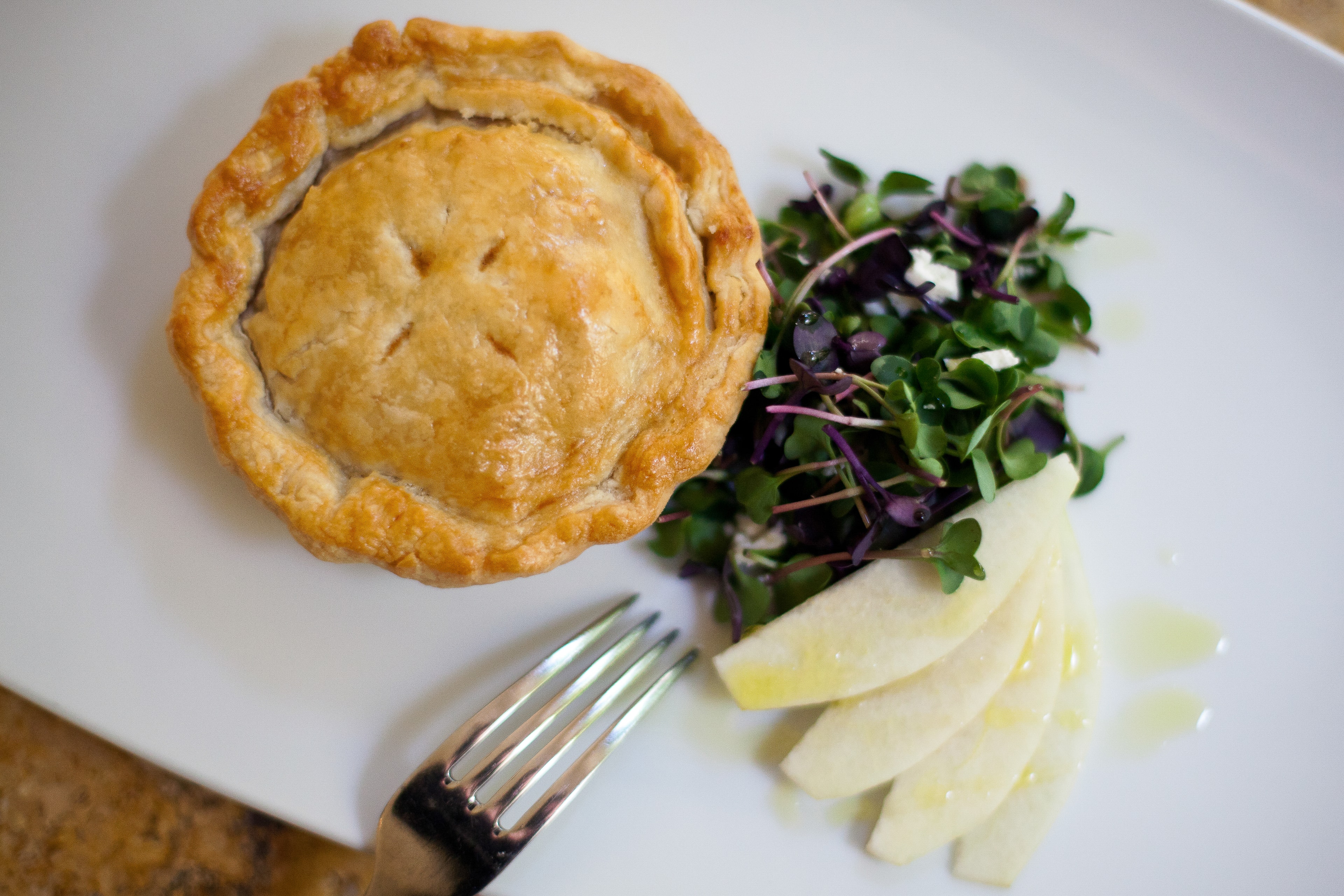Meat Pie with Microgreens — Food photography by Spice & Ink
