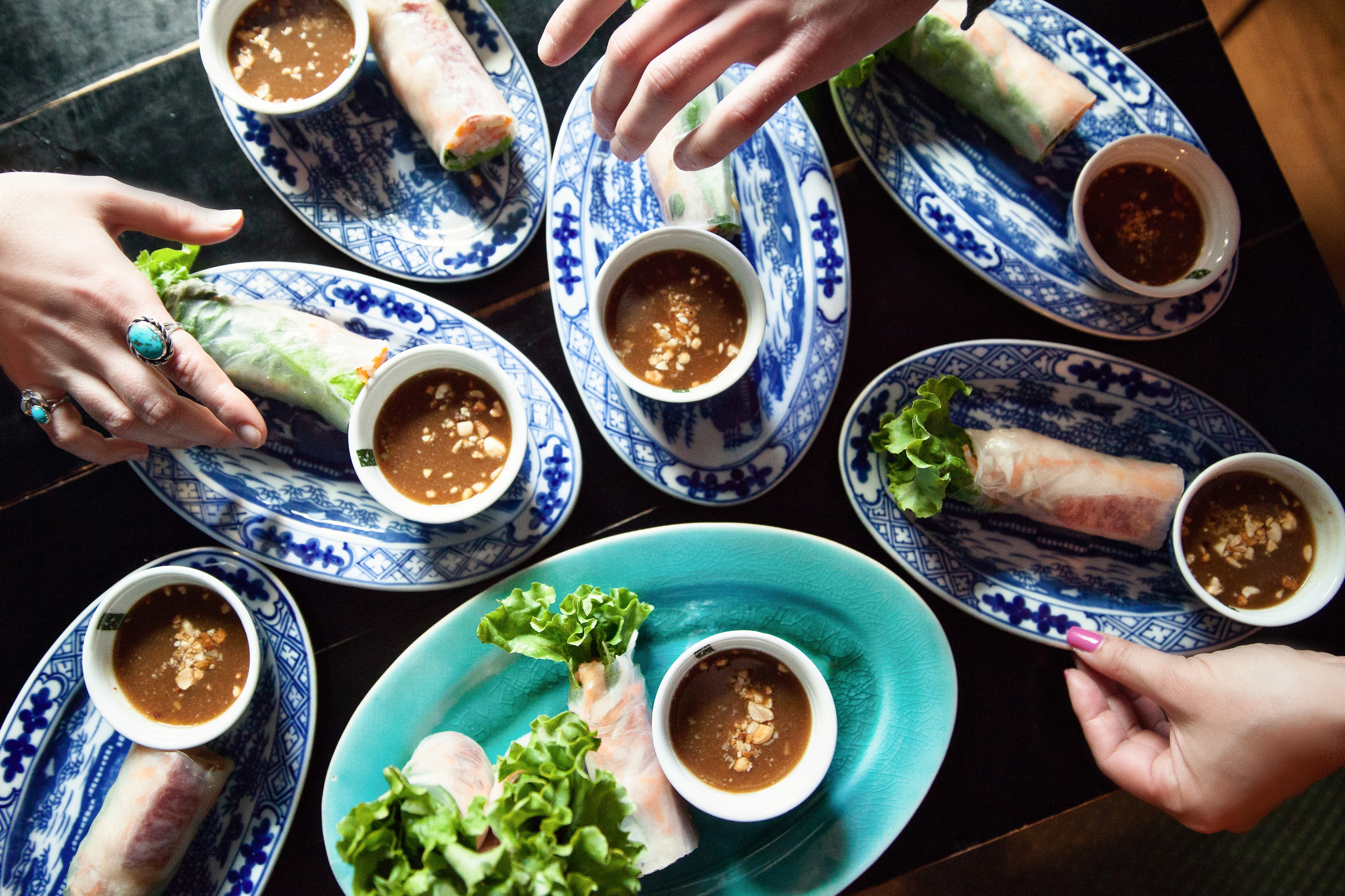 Spring Rolls with Peanut Sauce — Food photography by Spice & Ink