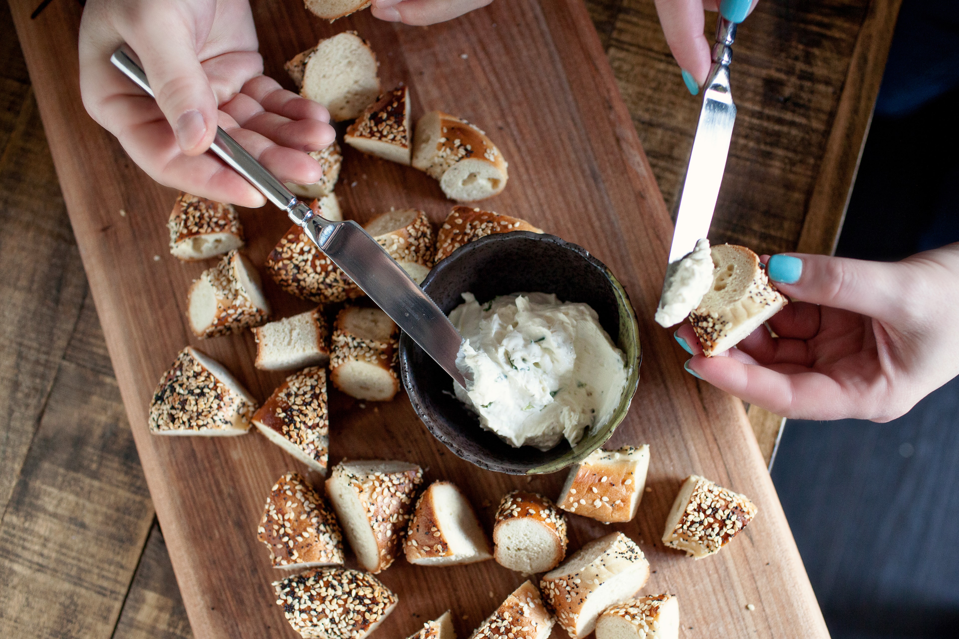 Herb Cheese on Seeded Bread — Food photography by Spice & Ink