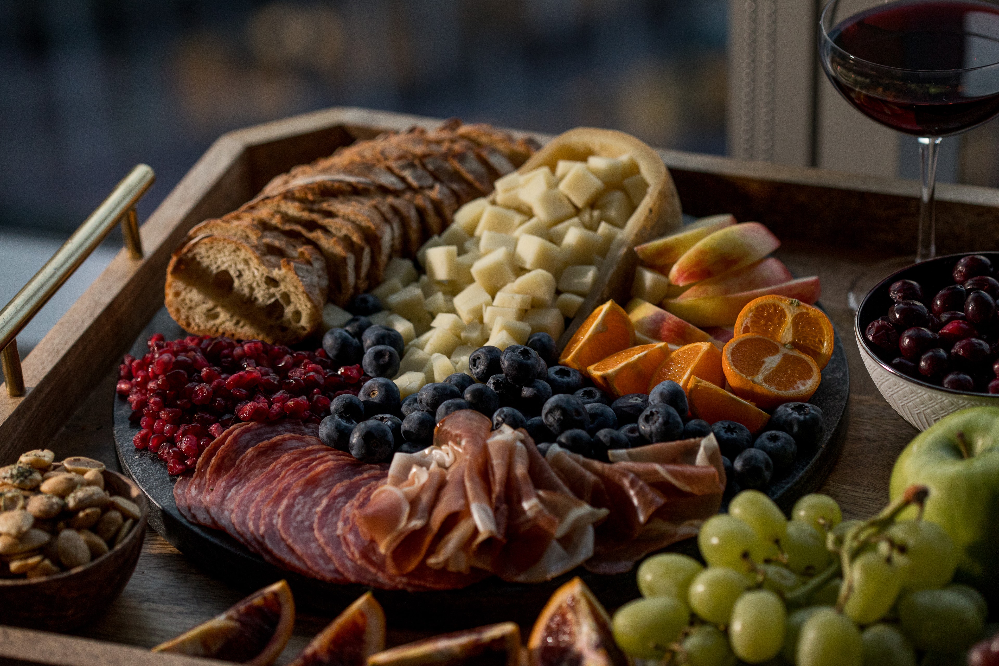 Charcuterie Board with Bread and Cheese — Food photography by Spice & Ink