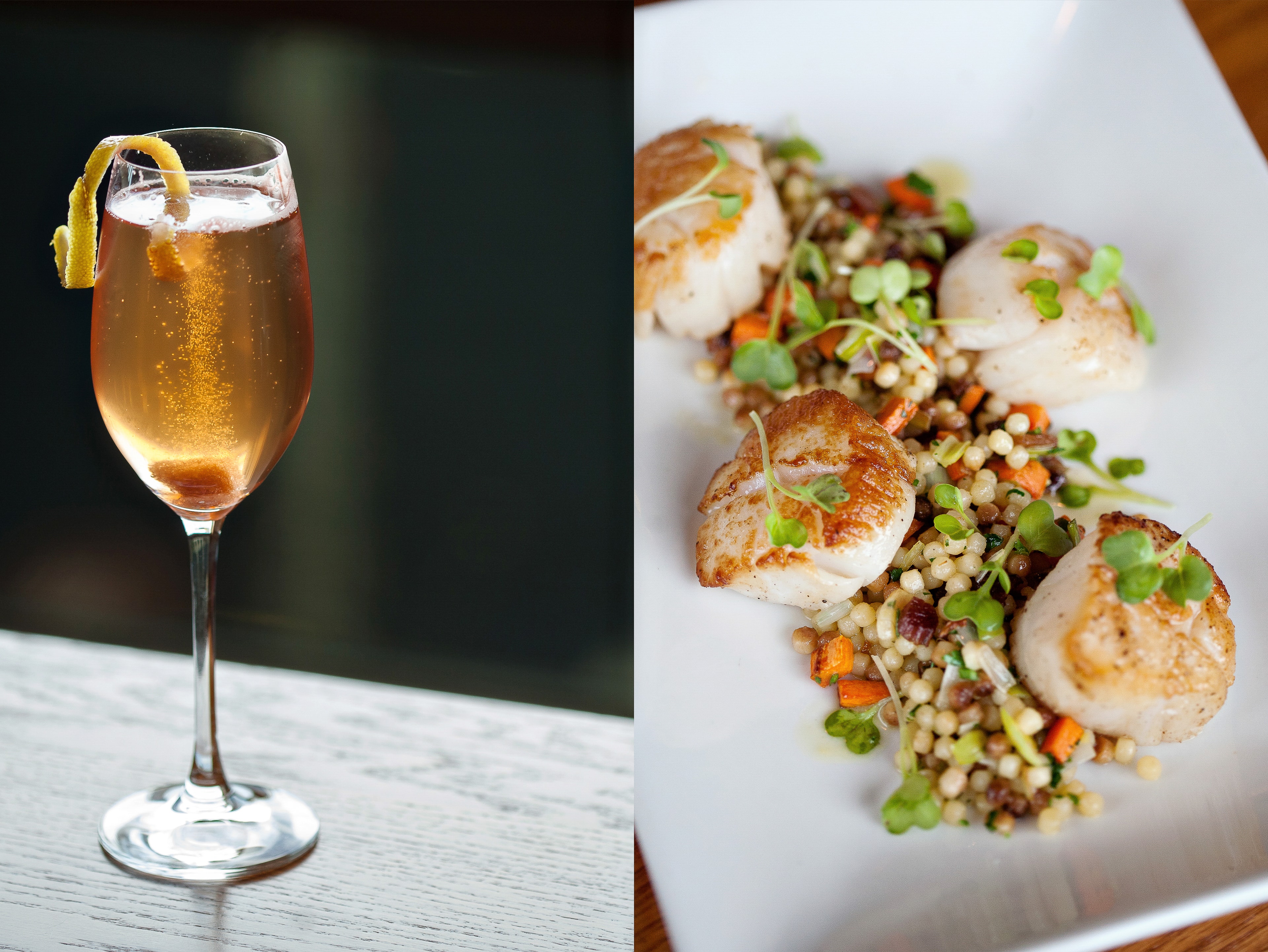 Sparkling Cocktail and Scallops — Food photography by Spice & Ink