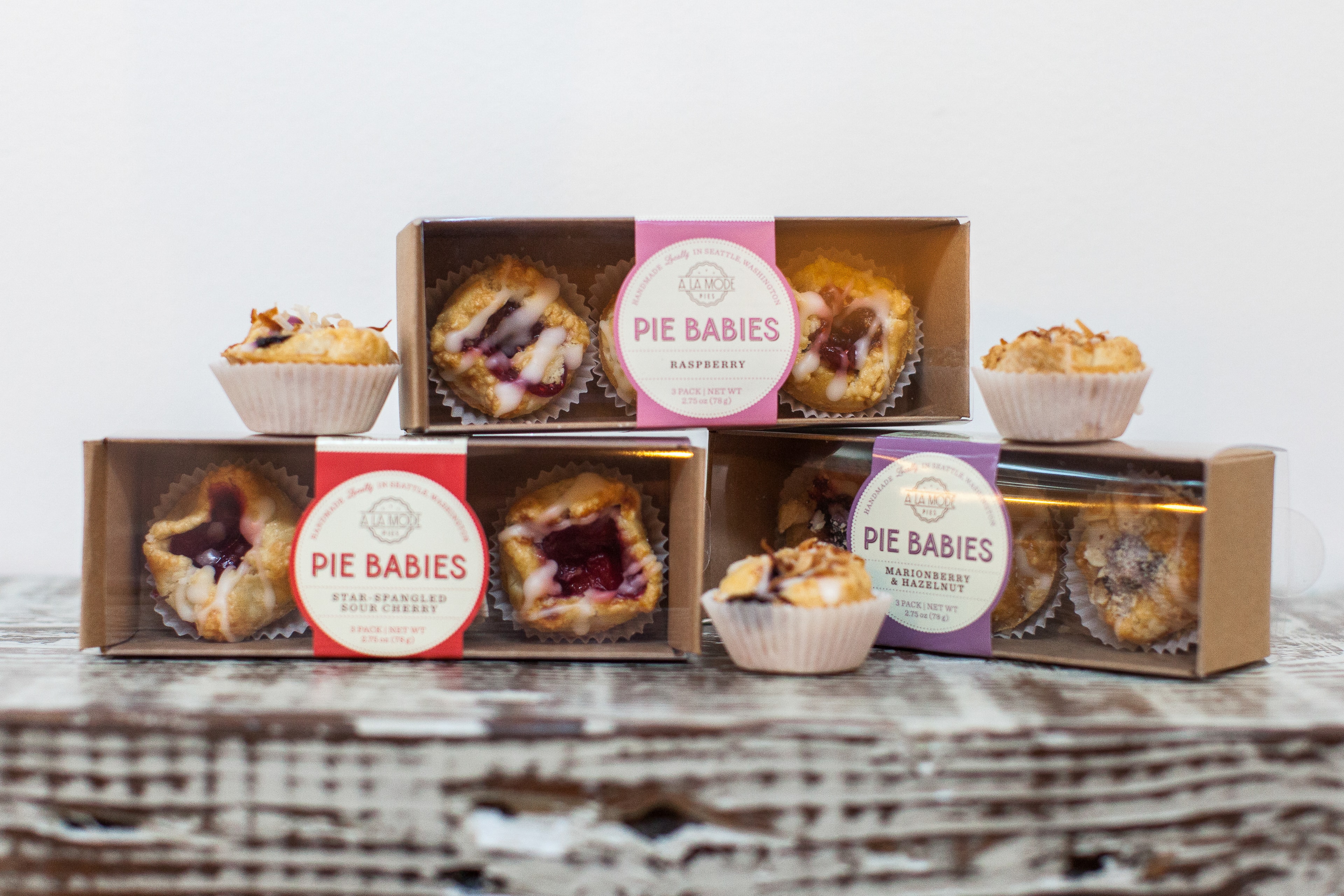 Pie Babies Pastry Boxes — Products photography by Spice & Ink
