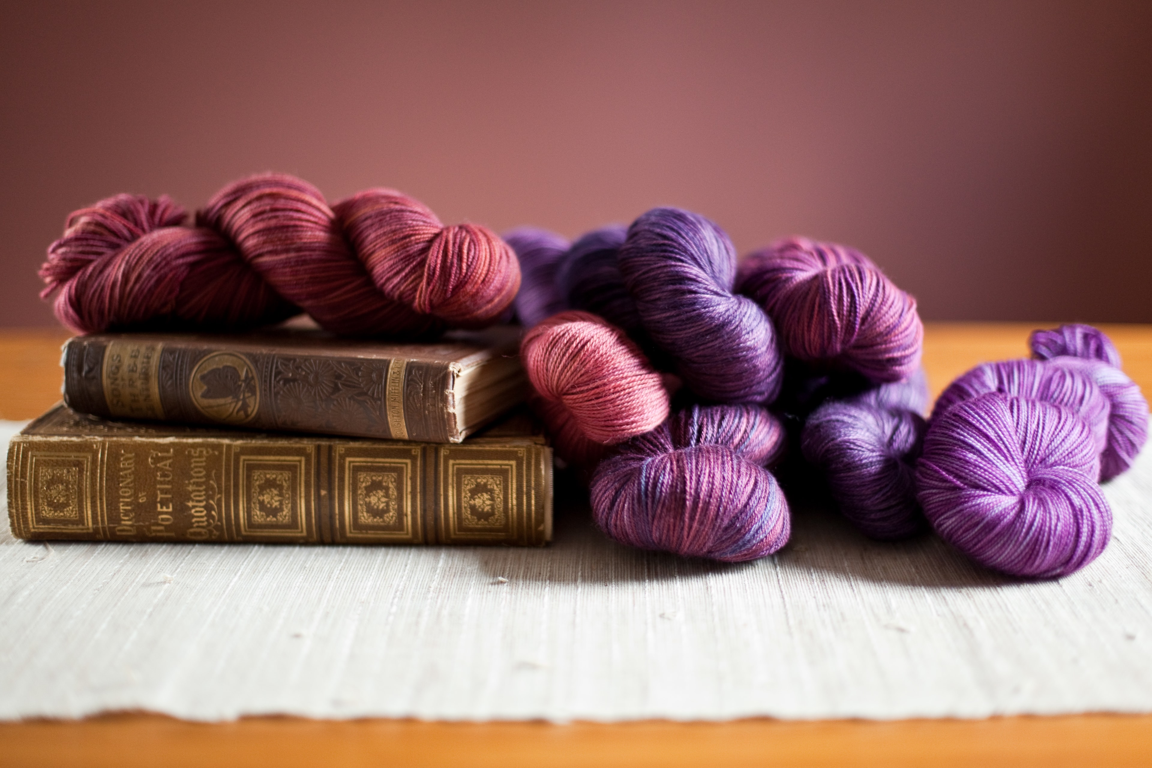 Yarn Skeins with Vintage Books — Products photography by Spice & Ink